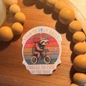 Sloth Bicycle Sticker with Rainbow Design